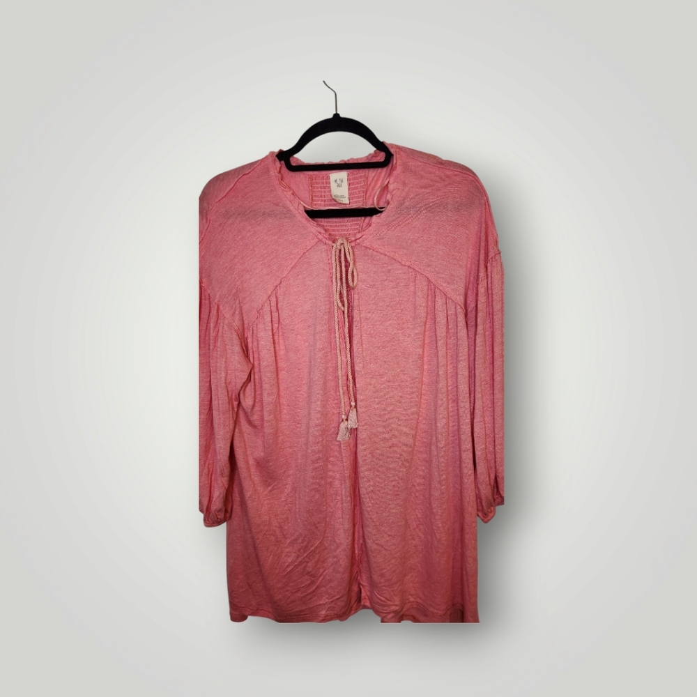we the free Free People Tunic Pink Bohemian Relaxed Fit Balloon Sleeve S